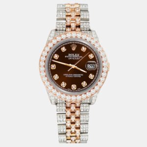 Rolex Custom Chocolate  10.75ct Diamonds 18K Rose Gold Stainless Steel Datejust 116231 Automatic Men's Wristwatch 36mm
