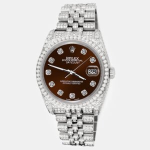 Rolex Custom Chocolate  10.2ct Diamonds Stainless Steel Datejust 116200 Automatic Men's Wristwatch 36mm