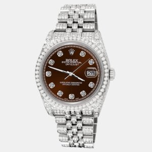 Rolex Custom Chocolate  10.2ct Diamonds Stainless Steel Datejust 116200 Automatic Men's Wristwatch 36mm