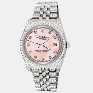 Rolex Custom Royal Pink 10.2ct Diamonds Stainless Steel Datejust 116200 Automatic Men's Wristwatch 36mm