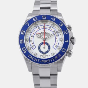 luxury-men-rolex-used-watches-p1140624-001 Rolex White Stainless Steel Yacht-Master II 116680 Automatic Men's Wristwatch 44 mm