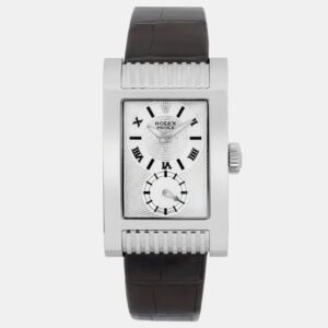 Rolex Silver 18K White Gold Cellini Prince 5441 Automatic Men's Wristwatch 27 mm