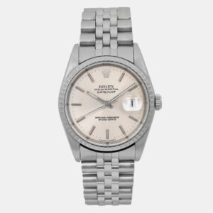 Rolex Silver Stainless Steel Datejust 16220 Automatic Men's Wristwatch 36 mm