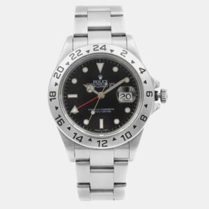 Rolex Black Stainless Steel Explorer II 16570 Automatic Men's Wristwatch 40mm