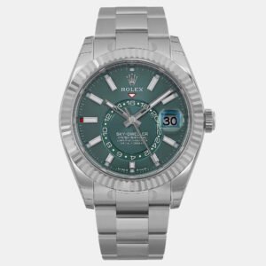 Rolex Green 18K White Gold Sky-Dweller 336934 Automatic Men's Wristwatch 42 mm