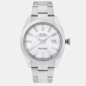 Rolex White Stainless Steel Datejust 126300 Automatic Men's Wristwatch 41 mm