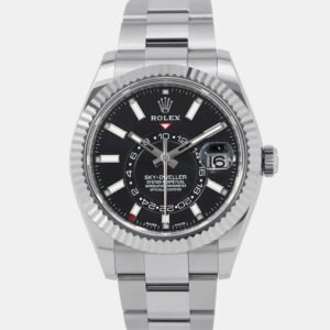 Rolex Black 18k White Gold Stainless Steel Sky-Dweller 326934 Automatic Men's Wristwatch 42 mm