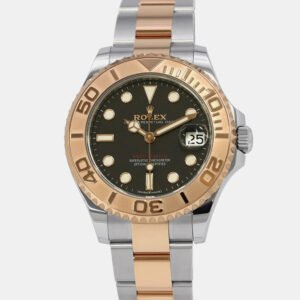 Rolex Black 18K Rose Gold Stainless Steel Yacht-Master 268621 Automatic Men's Wristwatch 37mm