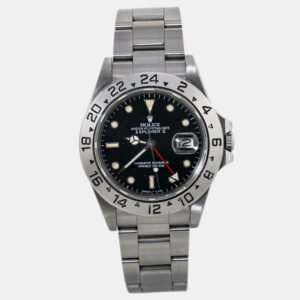 Rolex Black Stainless Steel Explorer II 16550  Automatic Men's Wristwatch 40 mm