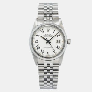 Rolex White Stainless Steel Datejust 16000 Automatic Men's Wristwatch 36mm