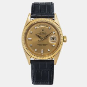 Rolex Gold 18K Yellow Gold Day-Date 1803 Automatic Men's Wristwatch 36mm