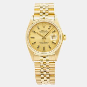 Rolex DateJust 16018 Automatic Champagne 18K Yellow Gold Men's Wristwatch 36mm