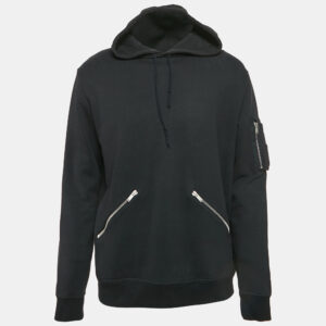 Saint Laurent Paris Black Cotton Hooded Sweatshirt XL