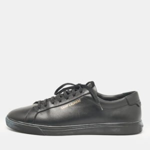 Saint Laurent Black Leather Andy Lace Up Sneakers Size 43.5