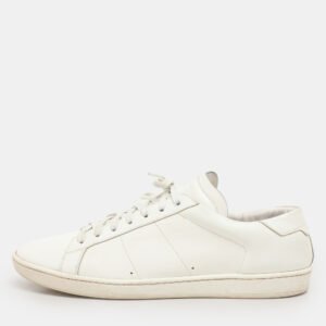 Saint Laurent White Leather Low Top Sneakers Size 46