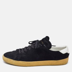 Saint Laurent Black Suede Soho Court Classic Low Top Sneakers Size 45