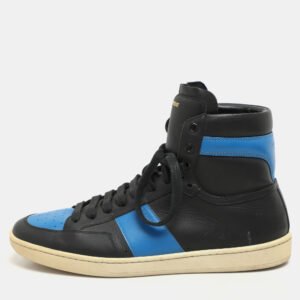 Saint Laurent Black/Blue Leather SL-10H High Top Sneakers Size 41