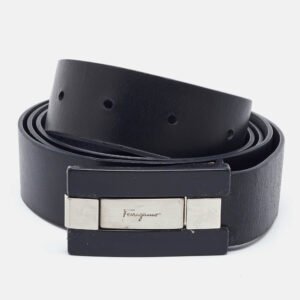 Salvatore Ferragamo Black Leather Cut to Size Reversible Belt
