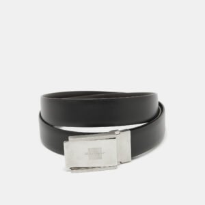 Salvatore Ferragamo Black/Dark Brown Leather Cut to Size Buckle Belt