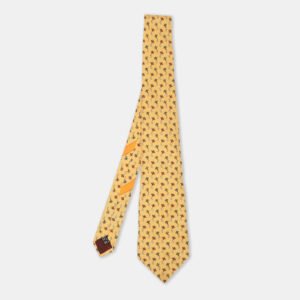 Salvatore Ferragamo Yellow Petit Airplanes Silk Tie