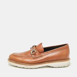 Salvatore Ferragamo Brown Leather Gancini Loafers Size 43.5