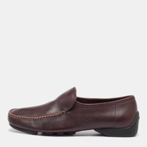 Salvatore Ferragamo Burgundy Leather Slip On Driver Loafers Size 41.5