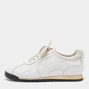 Salvatore Ferragamo White Leather Low Top Sneakers Size 41.5