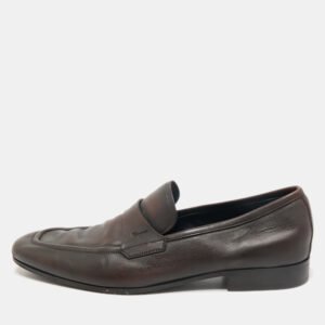 Salvatore Ferragamo Dark Brown Leather Penny Loafers Size 44.5