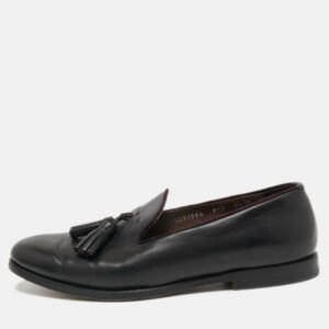 Salvatore Ferragamo Black Leather Tassel Loafers Size 40.5