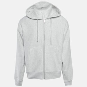 Stussy Grey Printed Cotton Zip-Up Hooded Jacket M