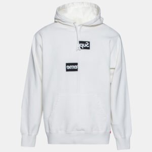 Supreme x Comme des Gar&ccedil;ons White Terry Knit Split Logo Hoodie L