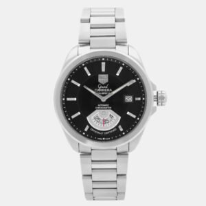 Tag Heuer Black Stainless Steel Grand Carrera WAV511A.BA0900 Automatic Men's Wristwatch 40 mm