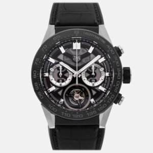 Tag Heuer Carrera Tourbillon Chronograph CAR5A8Y.FC6377 Automatic Titanium Black Dial Men's Wristwatch 45mm