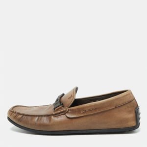 Tod's Brown Leather Buckle Detail Loafers Size 41.5