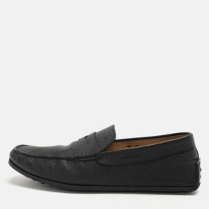 Tod's Black Leather Gommino Penny Slip On Loafers Size 42