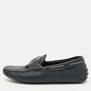Tod's Navy Blue Leather Driver Bow Slip On Loafers Size 42