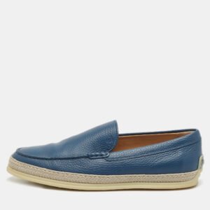 Tod's Blue Leather Slip On Loafers Size 42.5