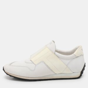 Tod's White Elastane and Leather Low Top Slip On Sneakers Size 40