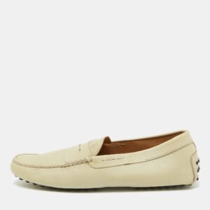 Tod's Off White Leather Slip On Loafers Size 44