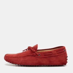 Tod's Red Suede Bow Slip On Loafers Size 40