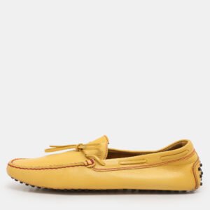 Tod's Yellow Leather City Gommino Loafers Size 45.5