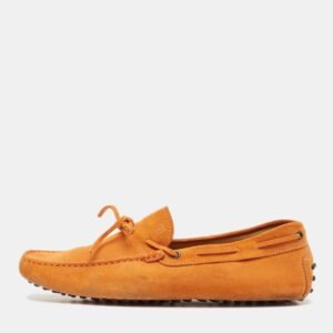 Tod's Orange Suede Bow Slip On Loafers Size 44.5