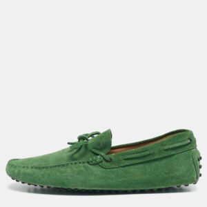 Tod's Green Suede Slip On Driver Loafers Size 44.5