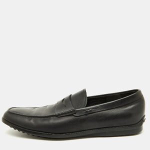 Tod's Black Leather Slip On Penny Loafers Size 42.5