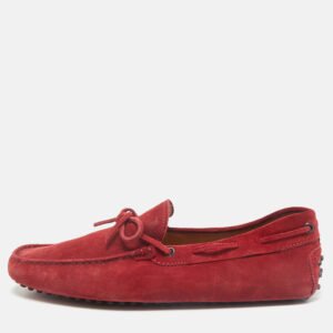 Tod's Dark Red Suede Slip On Loafers Size 43