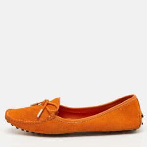 Tod's Orange Suede Bow Slip On Loafers Size 39