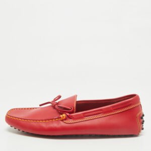 Tod's Red Leather Slip On  Loafers Size 41.5