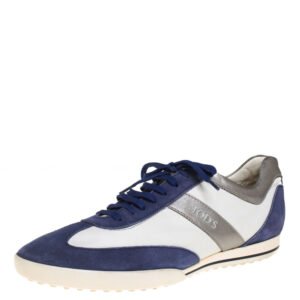 Tod's Blue/White Leather And Suede Low Top Sneakers Size 44