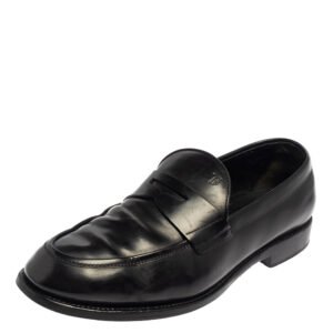 Salvatore Ferragamo Black Leather Gancio Slip On Loafers Size 44