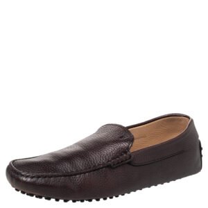Tods Brown Leather Slip on Loafers Size 42